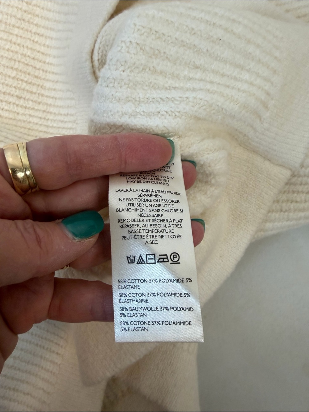 Free People Sunbeam White Ribbed‎ Mock Neck Pull On Women's Sweater Size Large - Picture 7 of 9